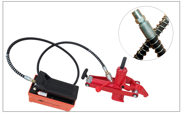 Pneumatic hydraulic tire stripping device